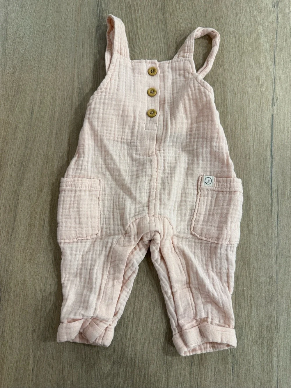 Little Planet by Carter's Organic Cotton Gauze Overalls Pink 3M Baby Romper